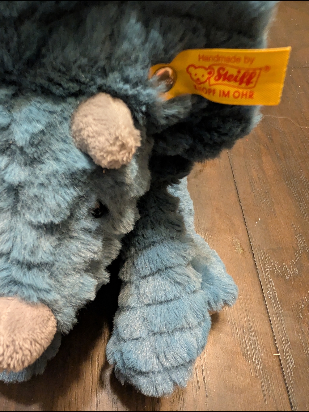 Steiff Blue Triceratops Plush Stuffed Animal - Soft Blue Dino - Picture 2 of 6